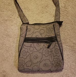 Thirty One gray floral crossbody purse